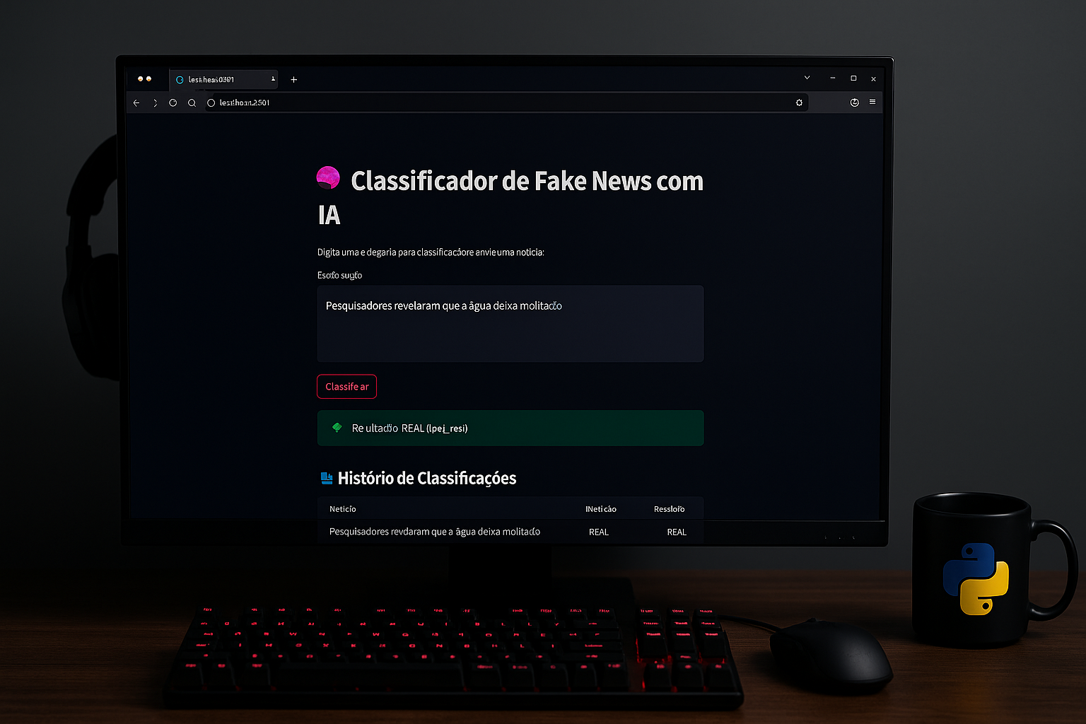 Classificador de Fake News com Interface Web em Python (Streamlit)