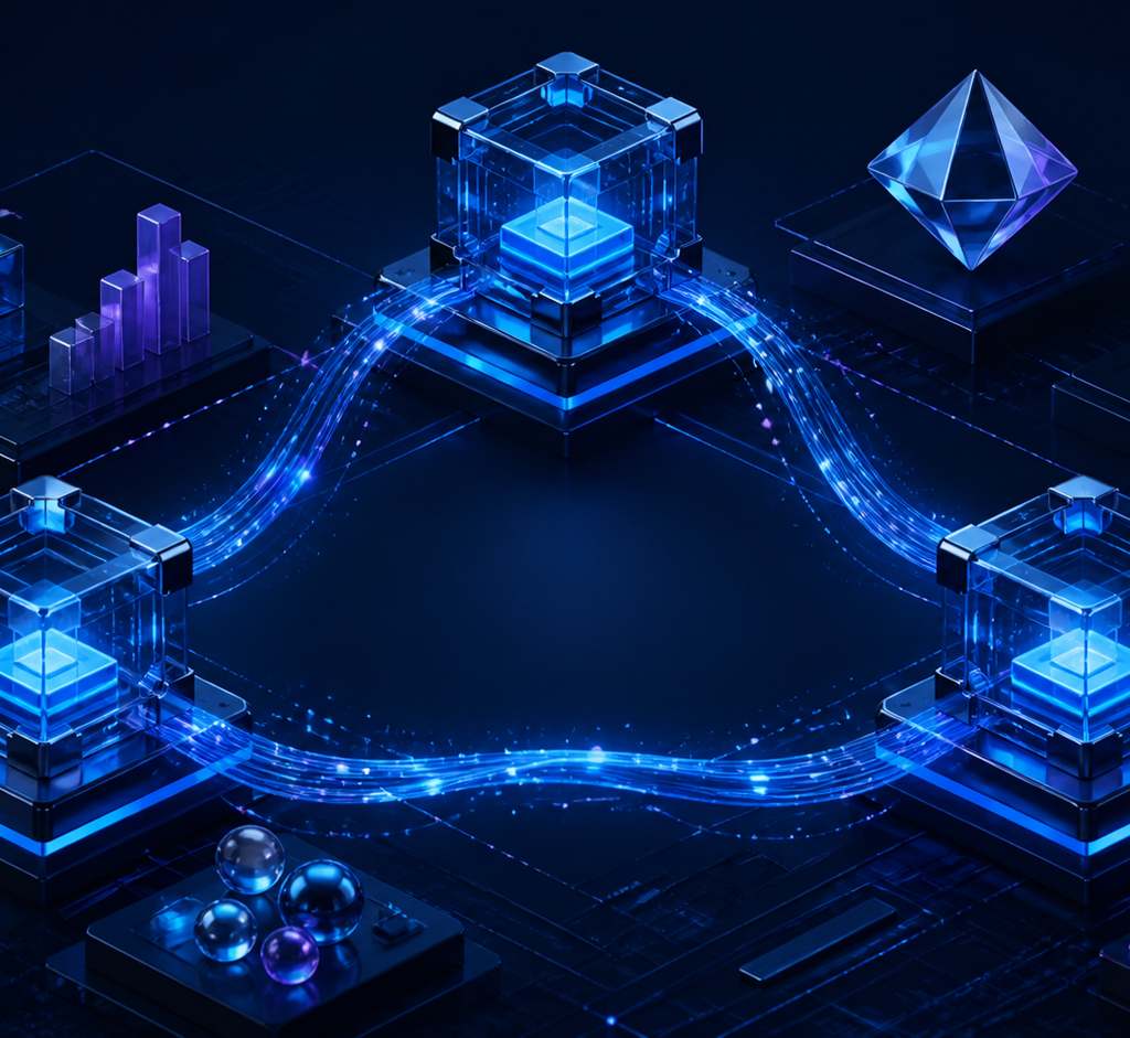 Rede modular de finanças descentralizadas conectando liquidez e contratos