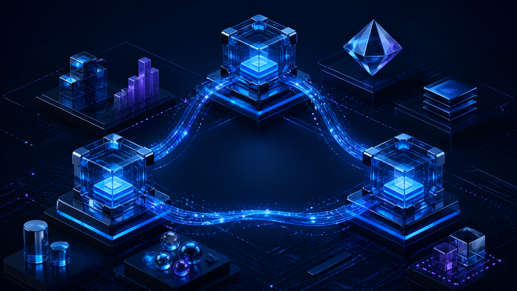 Rede modular de finanças descentralizadas conectando liquidez e contratos