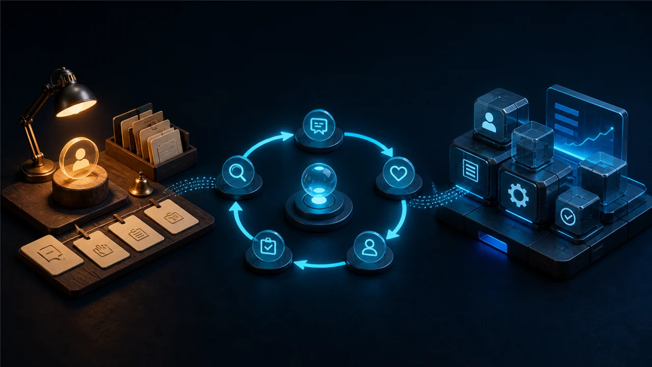 Fluxo de um MVP concierge evoluindo de atendimento manual para um processo digital validado