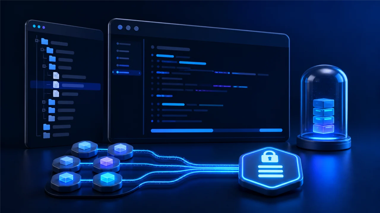 Ambiente de desenvolvimento Python organizado com árvore de arquivos, dependências conectadas e lockfile protegido