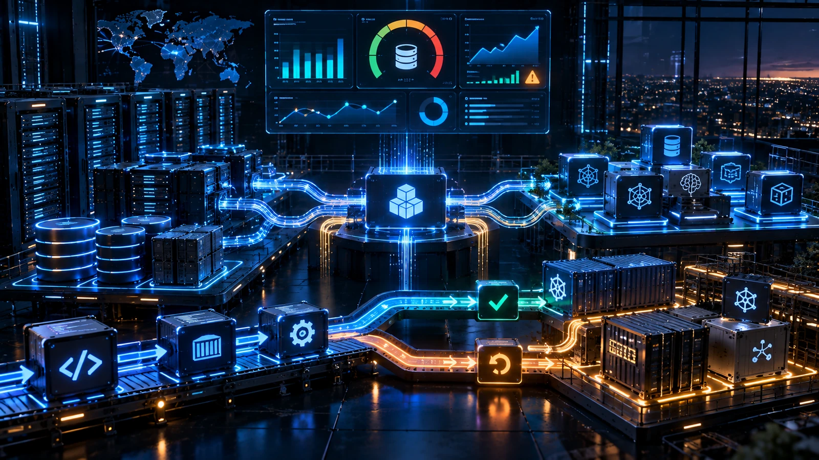 Arquitetura cloud conectando consumo, deploy, custos e escolhas entre serviços gerenciados e componentes portáveis