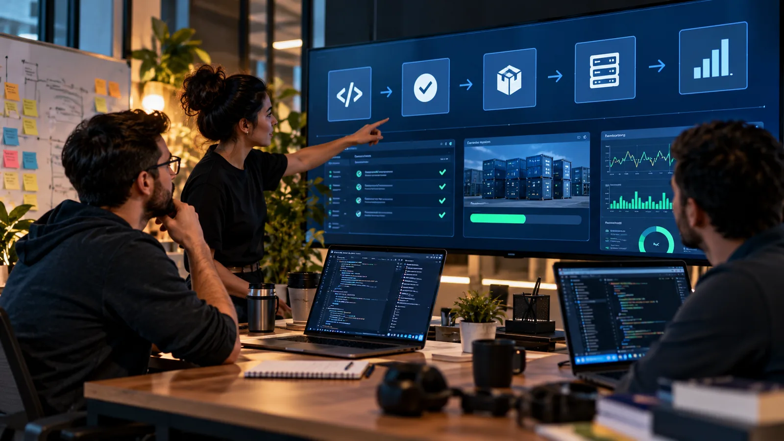 Fluxo contínuo conectando desenvolvimento, testes, entrega, operação e feedback de software