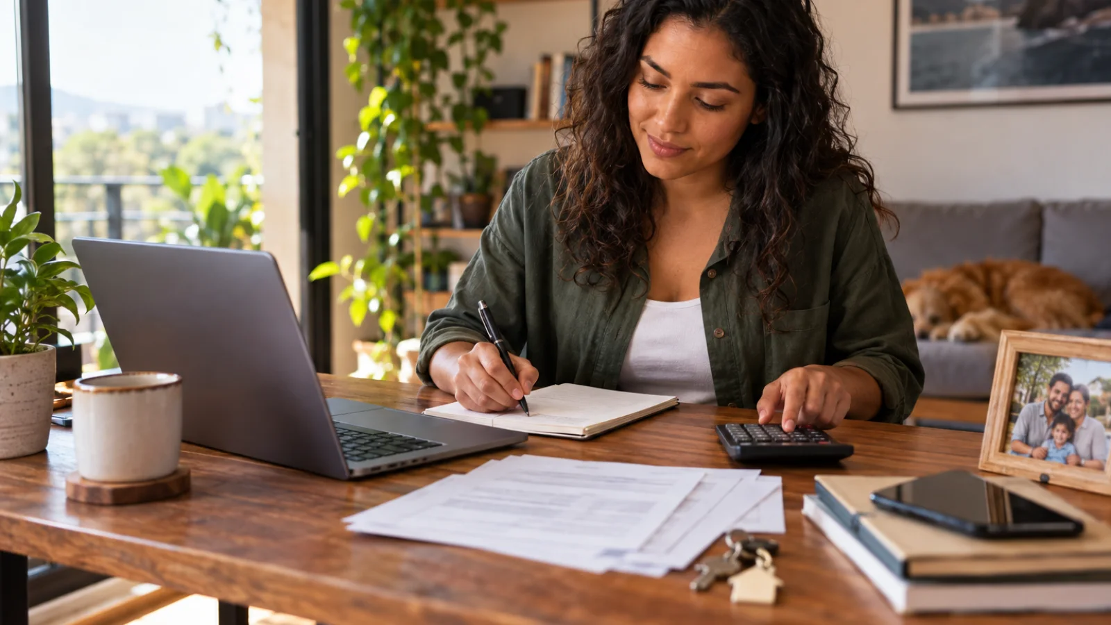 Pessoa organiza trabalho, casa, planejamento e patrimônio como partes conectadas de um sistema financeiro voltado à vida