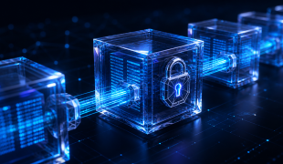 Blocos digitais transparentes conectados e protegidos
