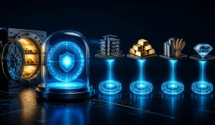 Ativos físicos convertidos em tokens digitais ligados a uma reserva segura